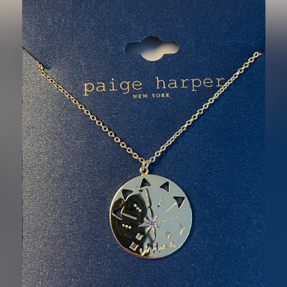 Gold Tone Paige Harper "Shine" Necklace with Purple Stone - Picture 3 of 5